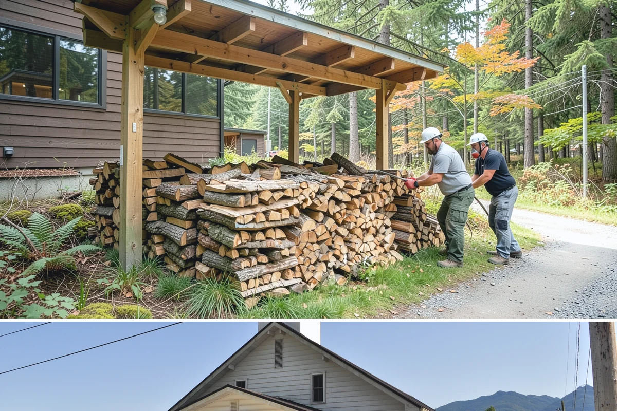 Woodshed Cleanup in Concrete, Skagit County, WA - Late summer or early fall is best, clearing the shed before it fills for the burning season.