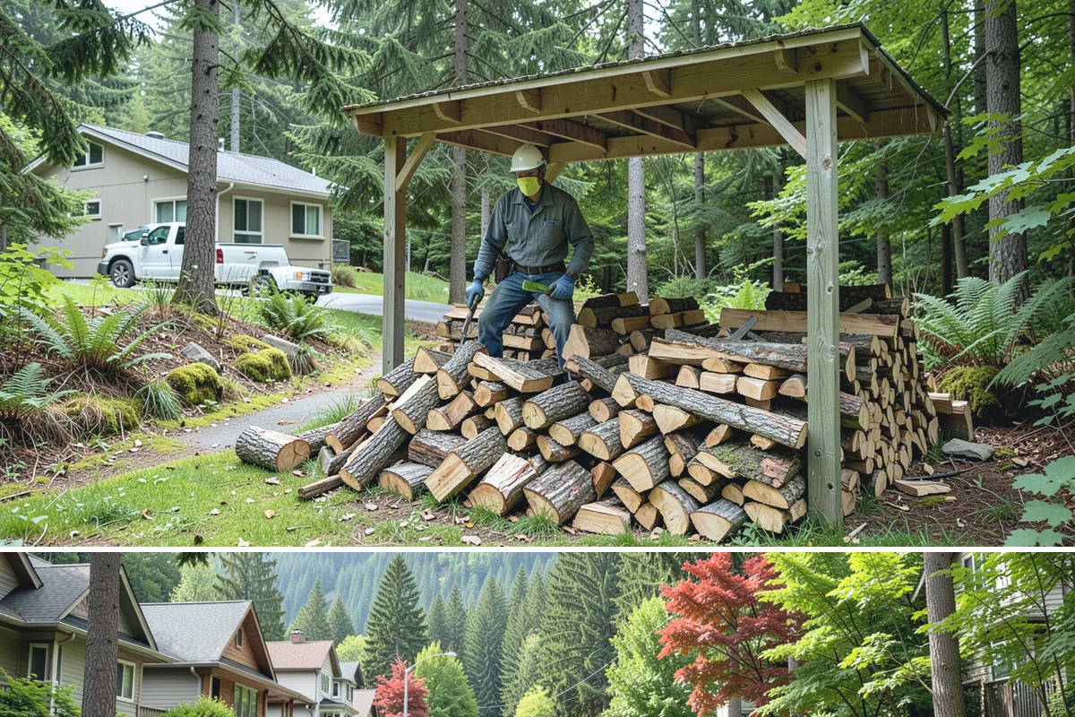 Woodshed Cleanup in Darrington, Snohomish County, WA - Late summer or early fall is best, clearing the shed before it fills for the burning season.