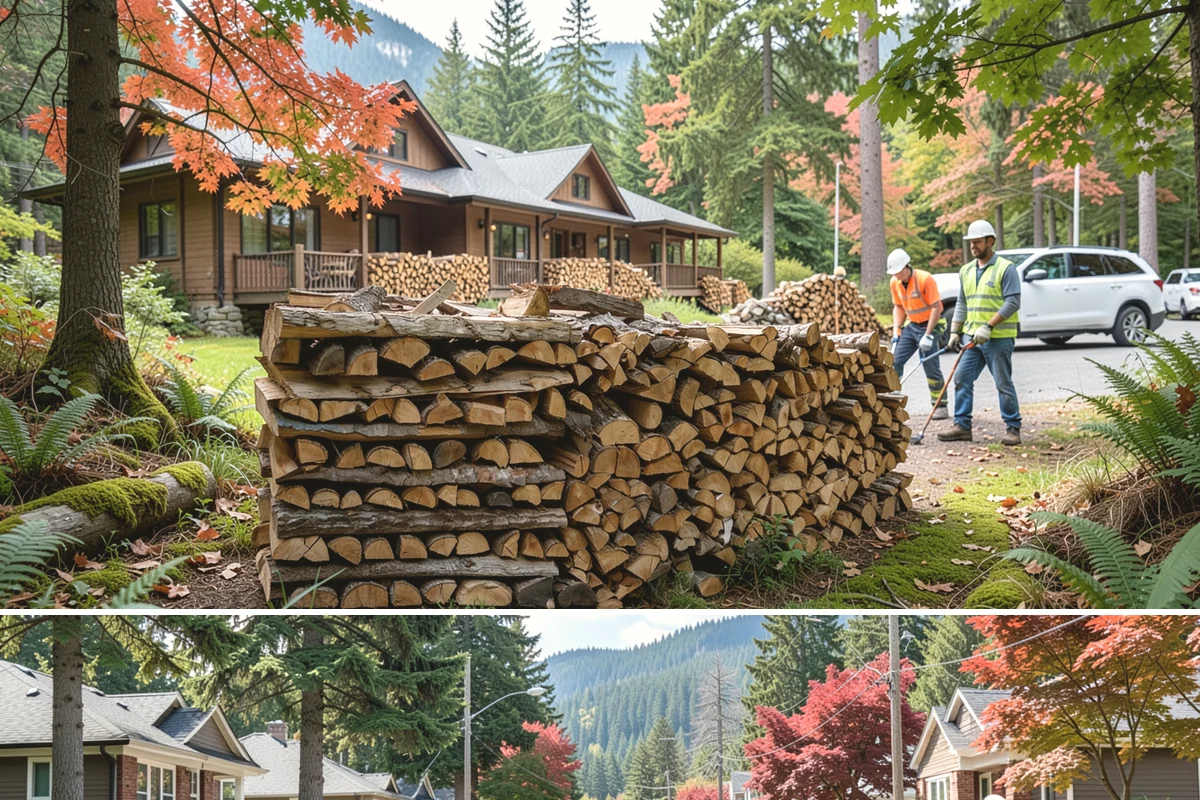 Woodshed Cleanup in Hunts Point, King County, WA - Late summer or early fall is best, clearing the shed before it fills for the burning season.