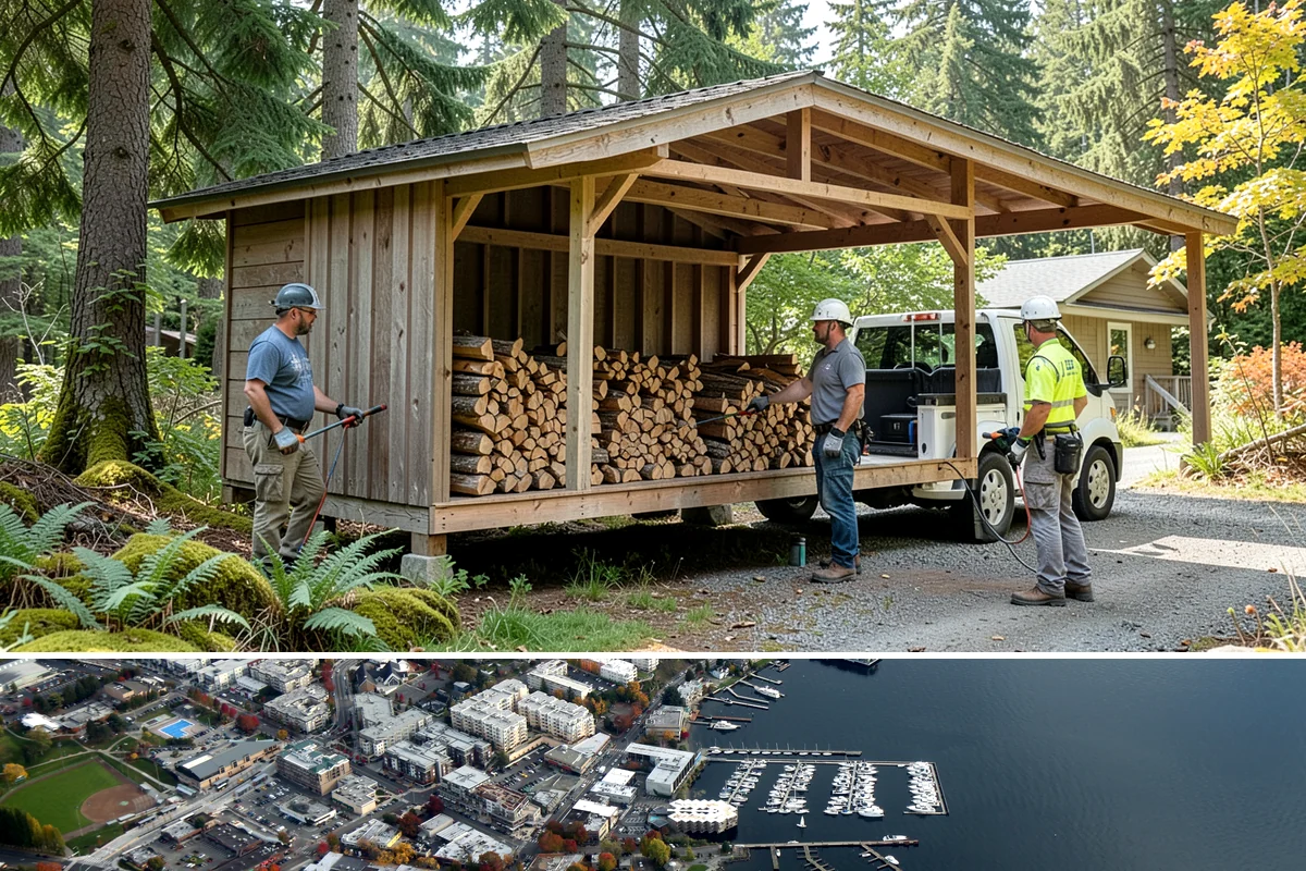 Woodshed Cleanup in Kirkland, King County, WA - Late summer or early fall is best, clearing the shed before it fills for the burning season.