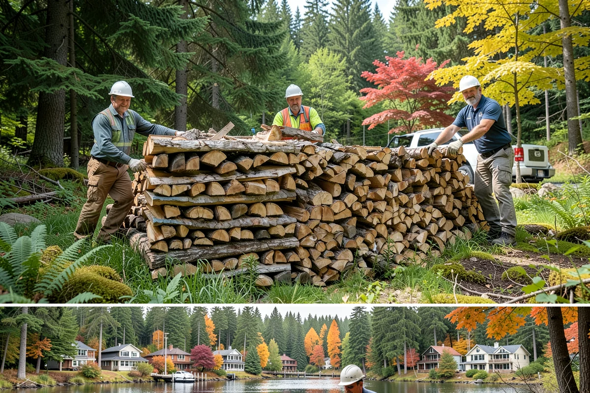Woodshed Cleanup in La Conner, Skagit County, WA - Late summer or early fall is best, clearing the shed before it fills for the burning season.