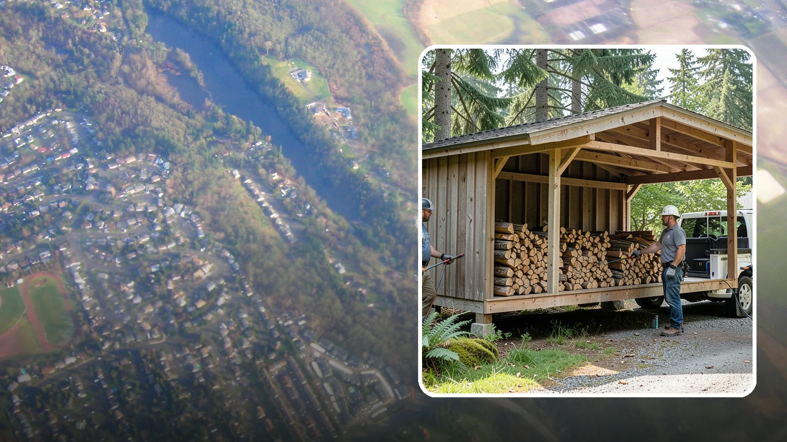 Woodshed Delivery in Algona, King County, WA - Firewood delivered and loaded straight into your woodshed for organized, covered storage.