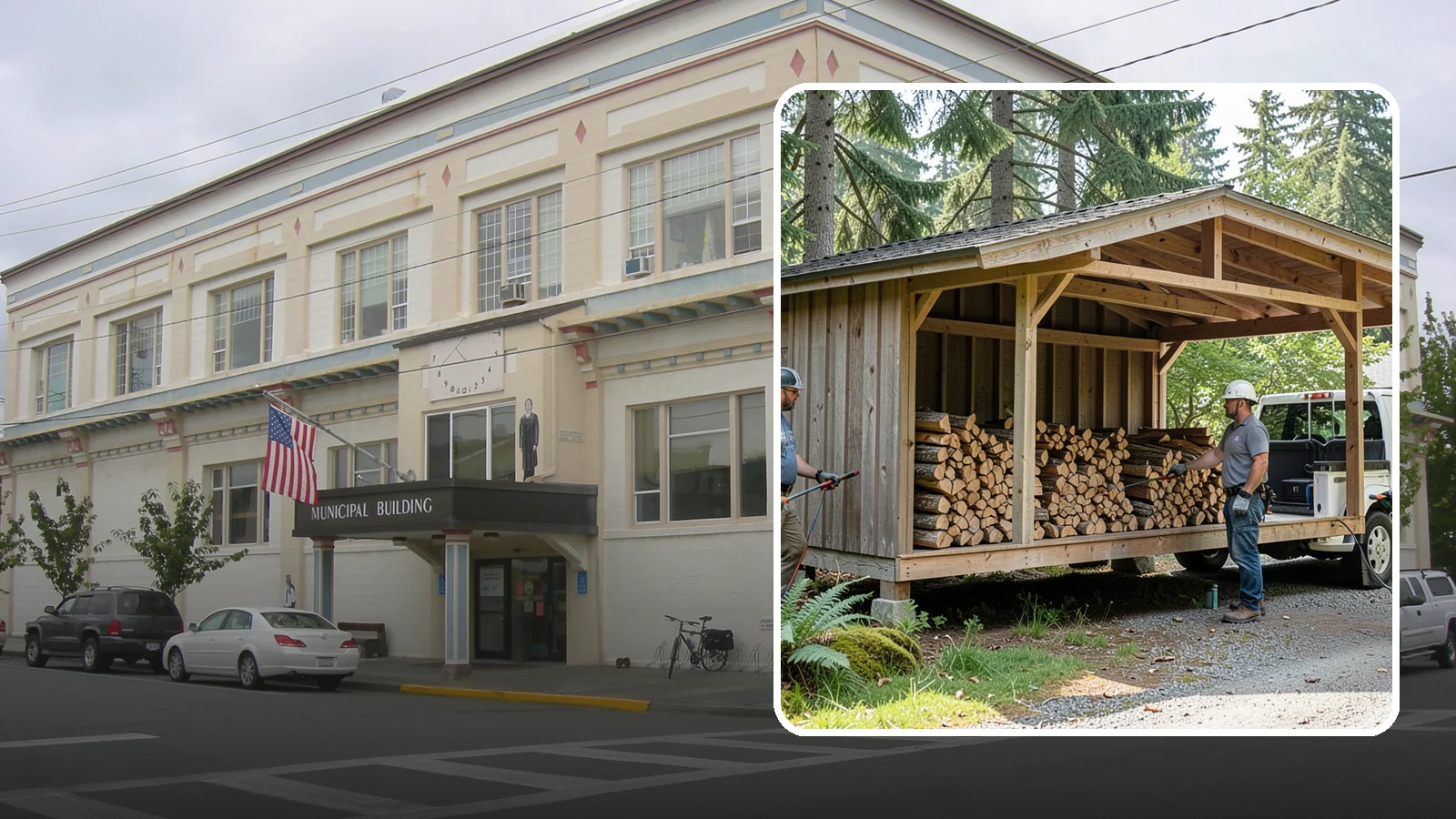 Woodshed Delivery in Anacortes, Skagit County, WA - Firewood delivered and loaded straight into your woodshed for organized, covered storage.