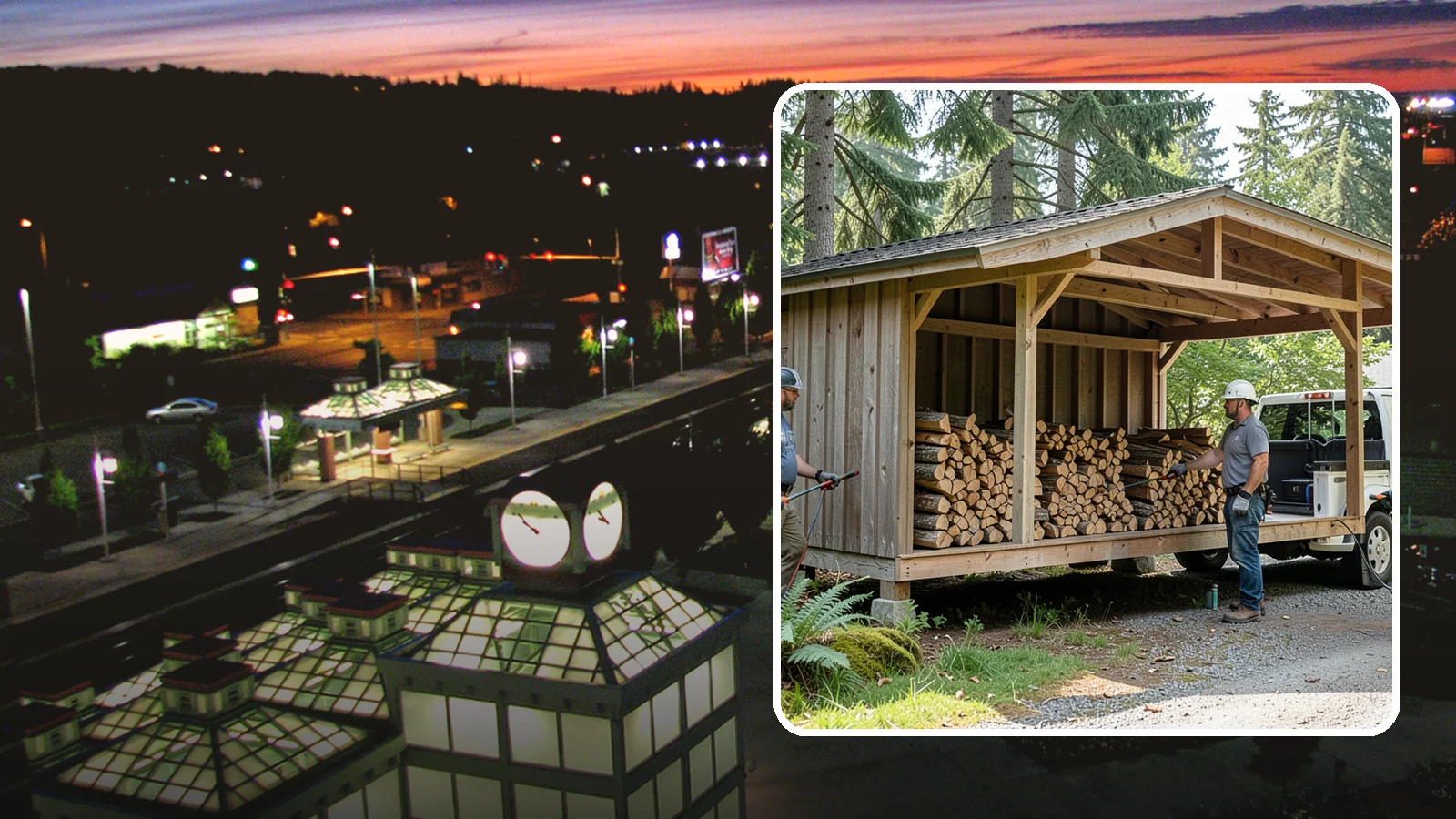 Woodshed Delivery in Auburn, King County, WA - Firewood delivered and loaded straight into your woodshed for organized, covered storage.