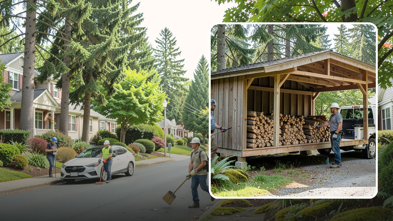 Woodshed Delivery in Beaux Arts Village, King County, WA - Firewood delivered and loaded straight into your woodshed for organized, covered storage.