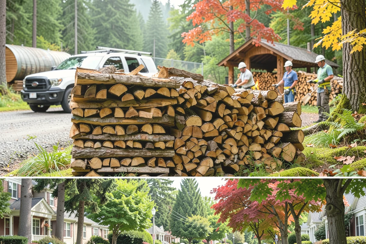 Woodshed Delivery in Beaux Arts Village, King County, WA - Best scheduled in summer or early fall so your shed is full before the wet season.