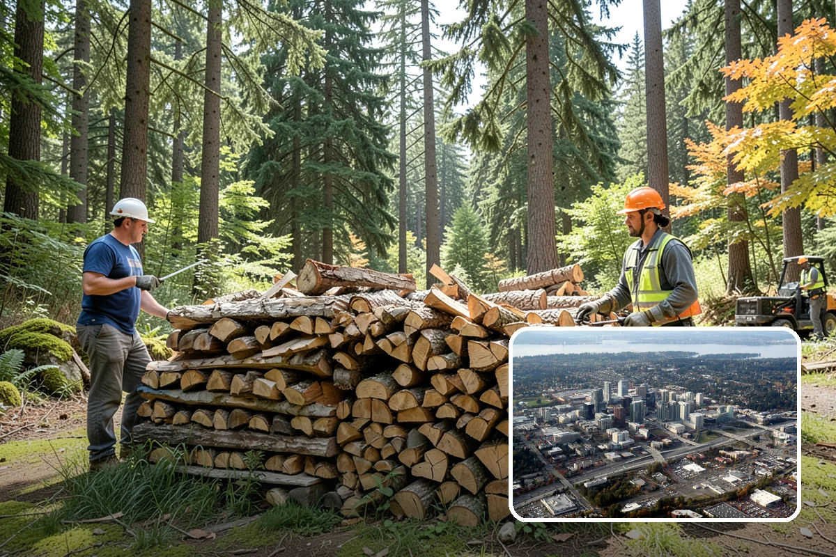 Woodshed Delivery in Bellevue, King County, WA - Wood stored under cover in one trip