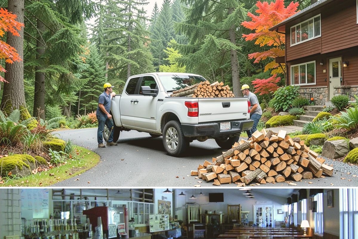 Woodshed Delivery in Black Diamond, King County, WA - Best scheduled in summer or early fall so your shed is full before the wet season.