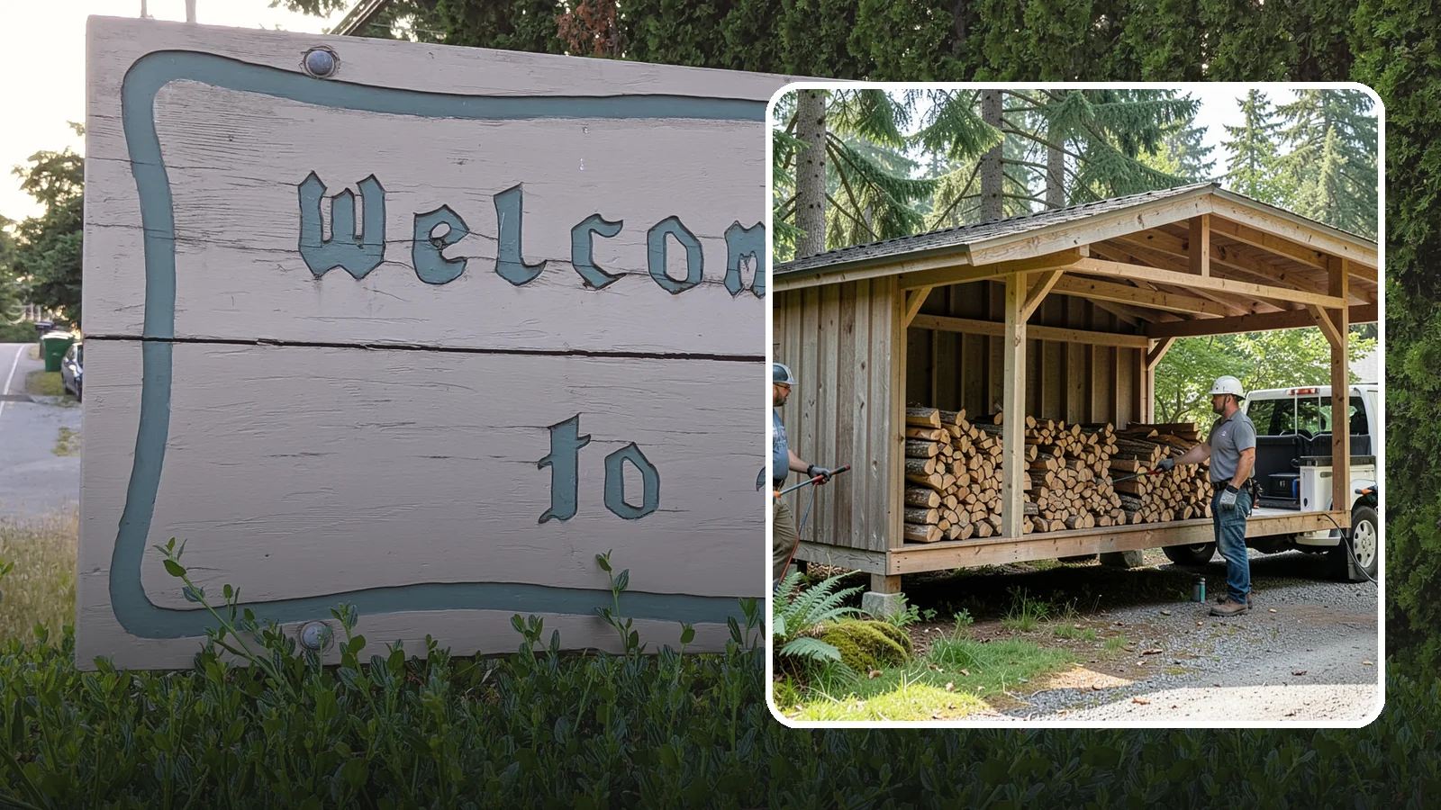 Woodshed Delivery in Brier, Snohomish County, WA - Firewood delivered and loaded straight into your woodshed for organized, covered storage.