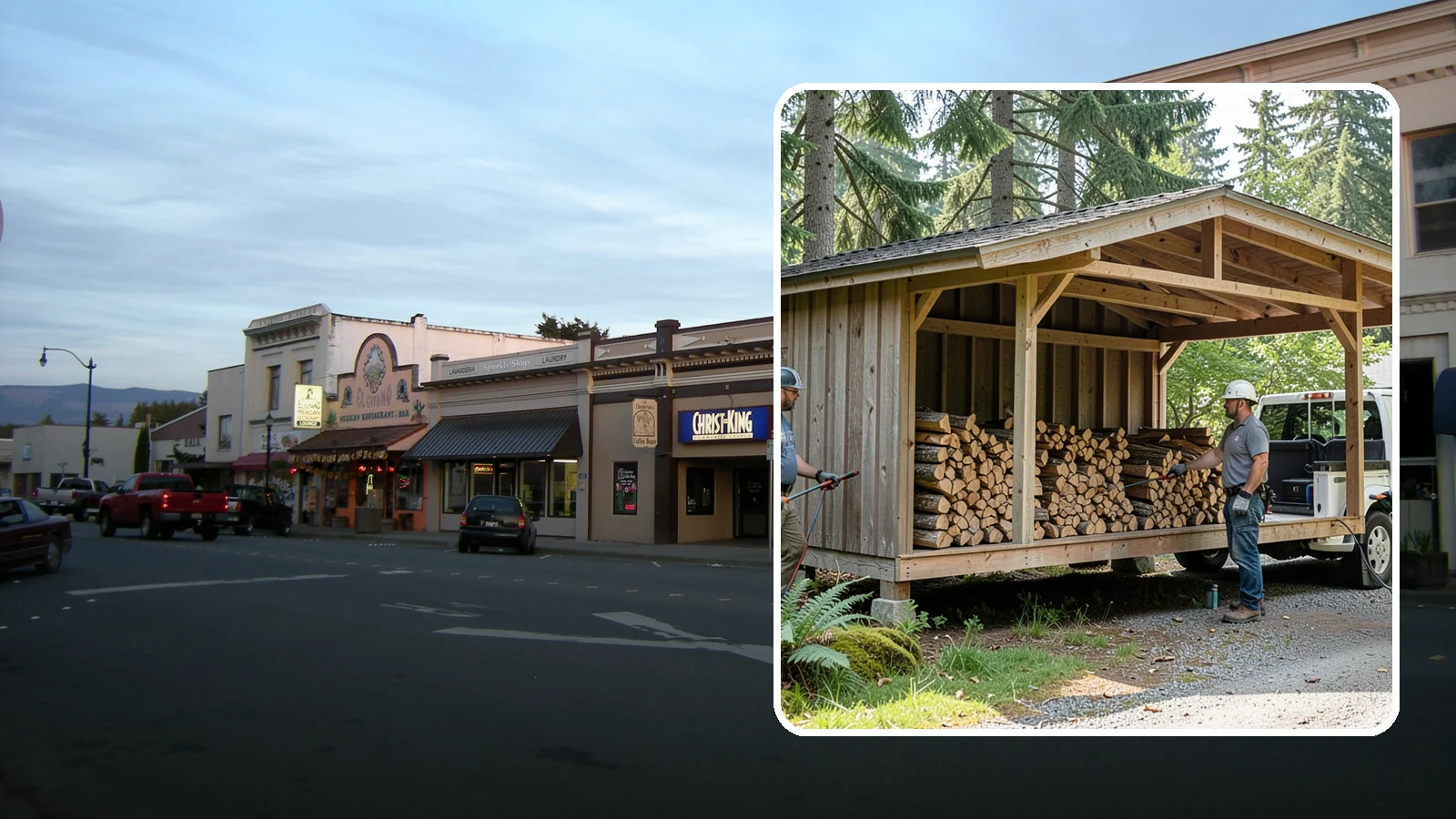 Woodshed Delivery in Burlington, Skagit County, WA - Firewood delivered and loaded straight into your woodshed for organized, covered storage.