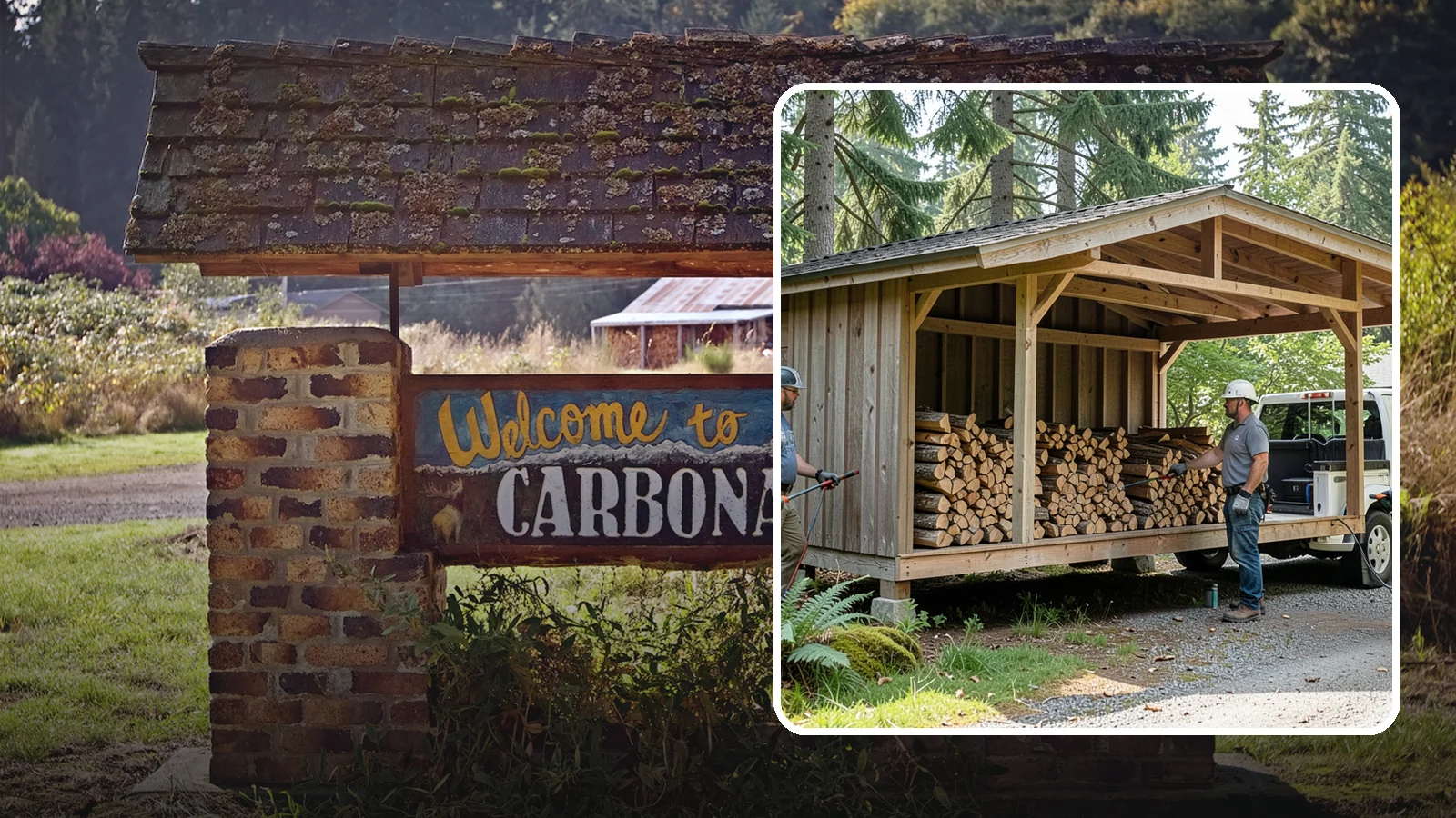 Woodshed Delivery in Carbonado, Pierce County, WA - Firewood delivered and loaded straight into your woodshed for organized, covered storage.