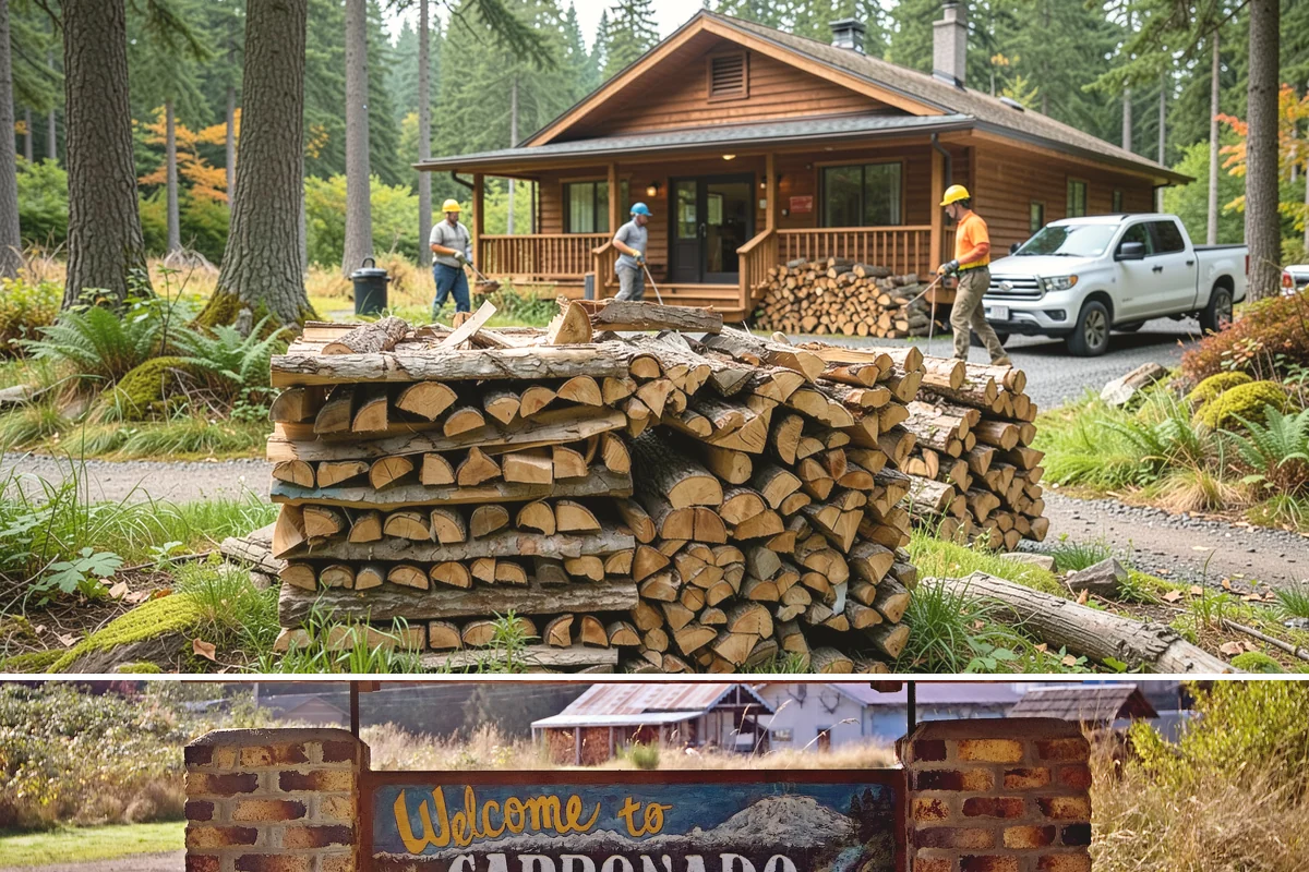 Woodshed Delivery in Carbonado, Pierce County, WA - Best scheduled in summer or early fall so your shed is full before the wet season.