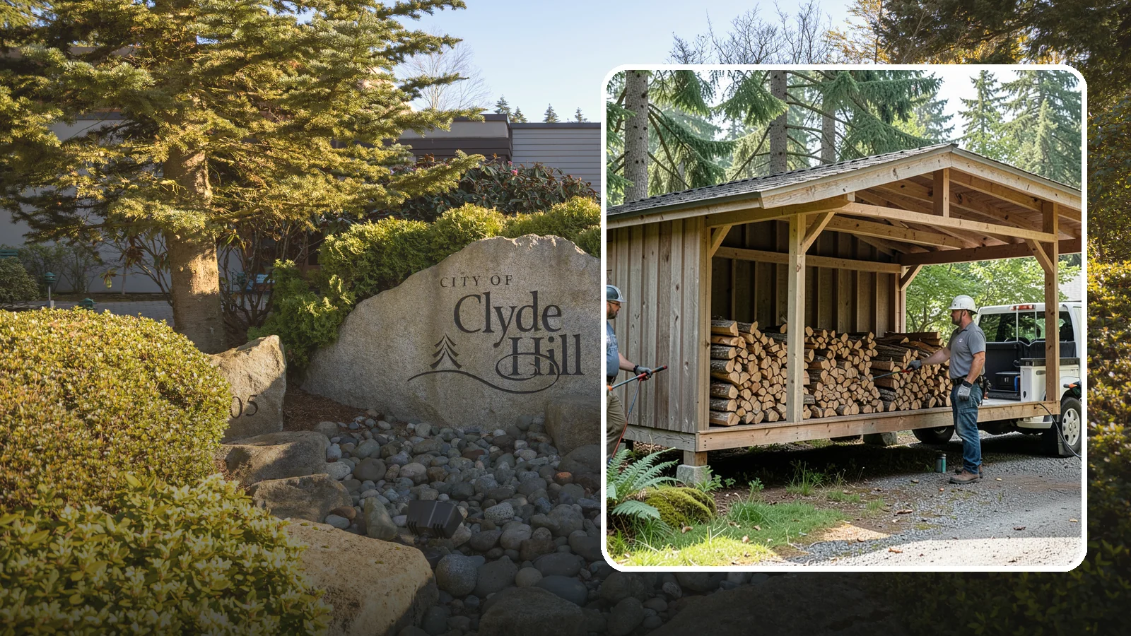Woodshed Delivery in Clyde Hill, King County, WA - Firewood delivered and loaded straight into your woodshed for organized, covered storage.
