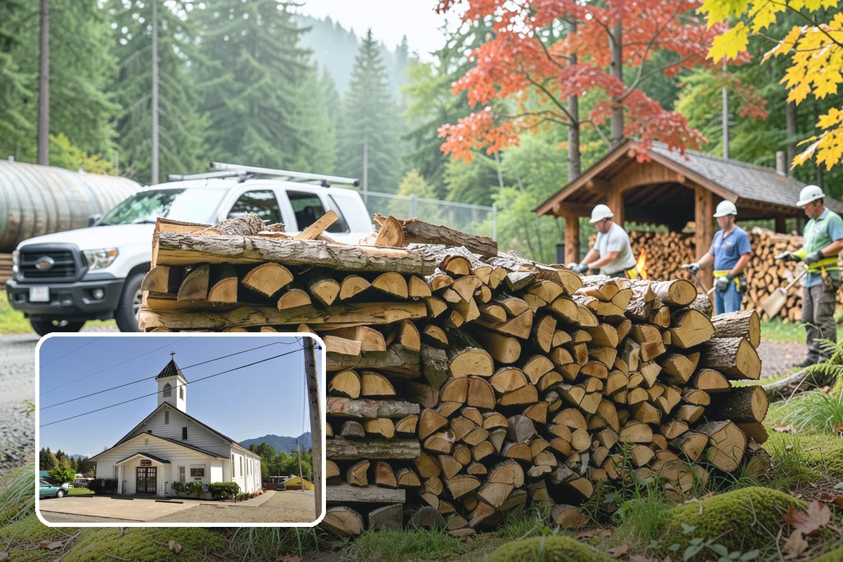 Woodshed Delivery in Concrete, Skagit County, WA - Wood stored under cover in one trip