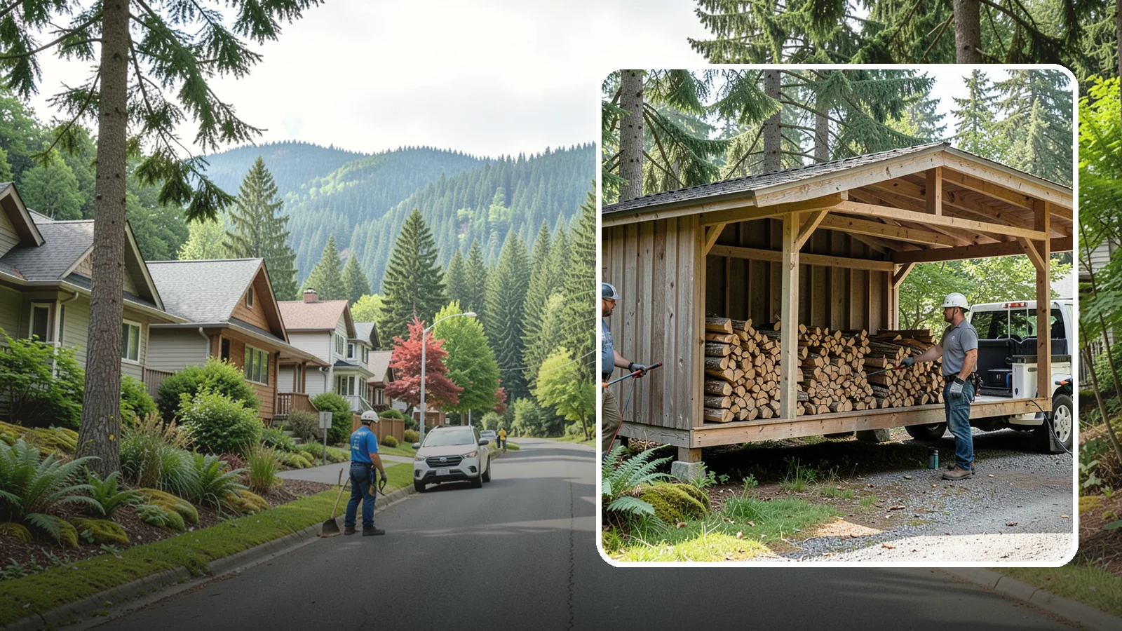 Woodshed Delivery in Darrington, Snohomish County, WA - Firewood delivered and loaded straight into your woodshed for organized, covered storage.