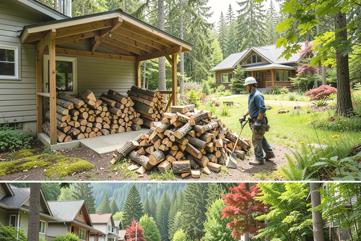 Woodshed Delivery in Darrington, Snohomish County, WA - Best scheduled in summer or early fall so your shed is full before the wet season.