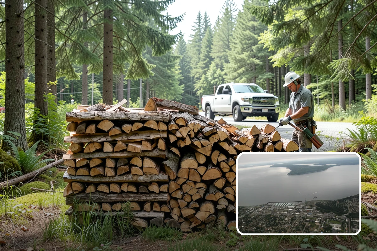 Woodshed Delivery in Des Moines, King County, WA - Wood stored under cover in one trip