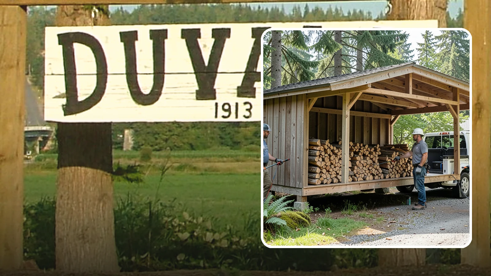 Woodshed Delivery in Duvall, King County, WA - Firewood delivered and loaded straight into your woodshed for organized, covered storage.