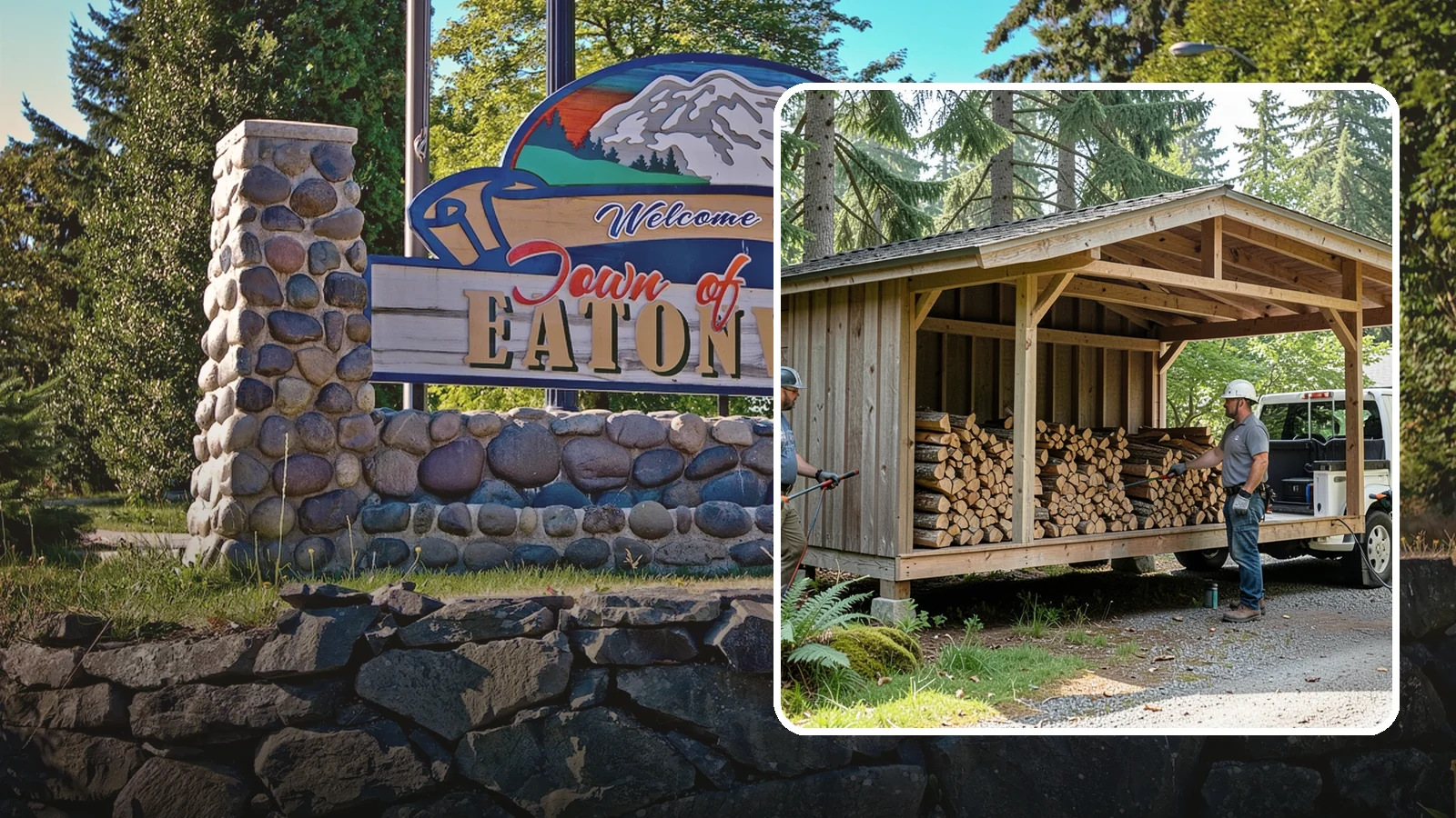 Woodshed Delivery in Eatonville, Pierce County, WA - Firewood delivered and loaded straight into your woodshed for organized, covered storage.