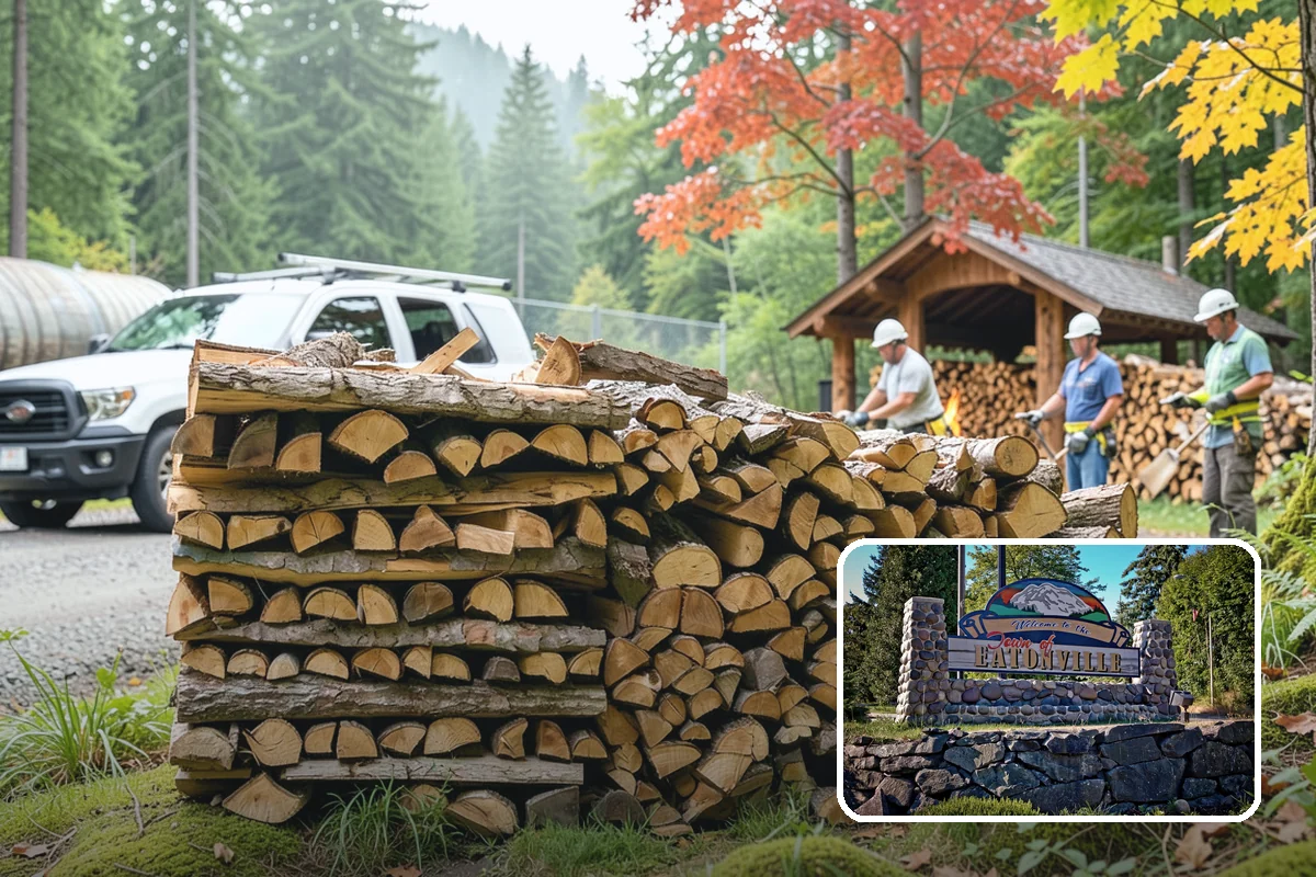 Woodshed Delivery in Eatonville, Pierce County, WA - Wood stored under cover in one trip