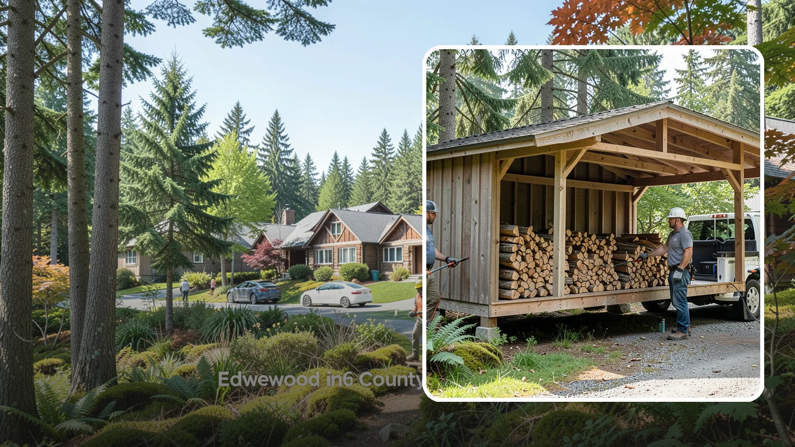 Woodshed Delivery in Edgewood, Pierce County, WA - Firewood delivered and loaded straight into your woodshed for organized, covered storage.