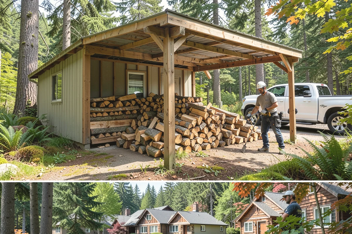 Woodshed Delivery in Edgewood, Pierce County, WA - Best scheduled in summer or early fall so your shed is full before the wet season.