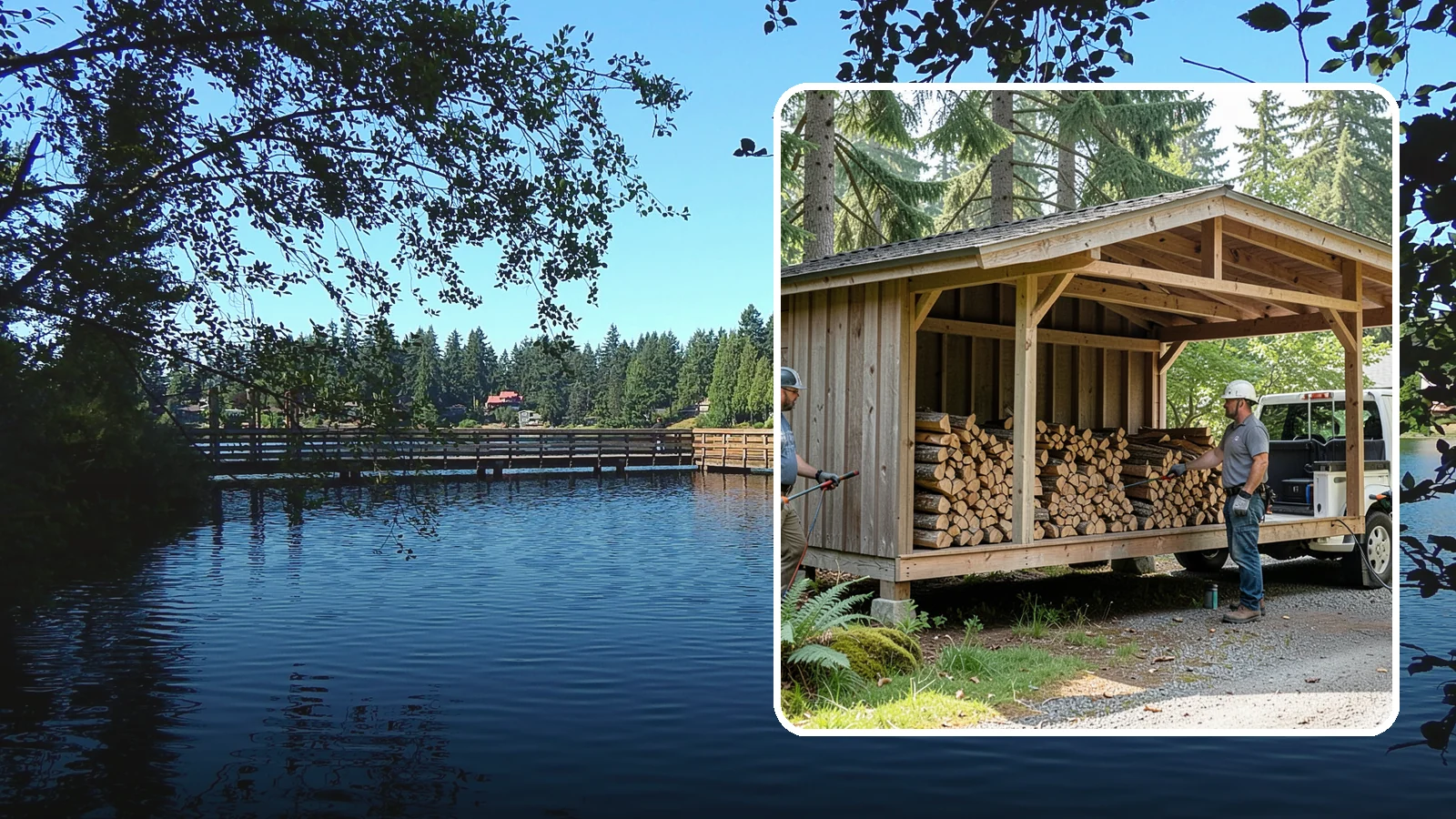 Woodshed Delivery in Federal Way, King County, WA - Firewood delivered and loaded straight into your woodshed for organized, covered storage.
