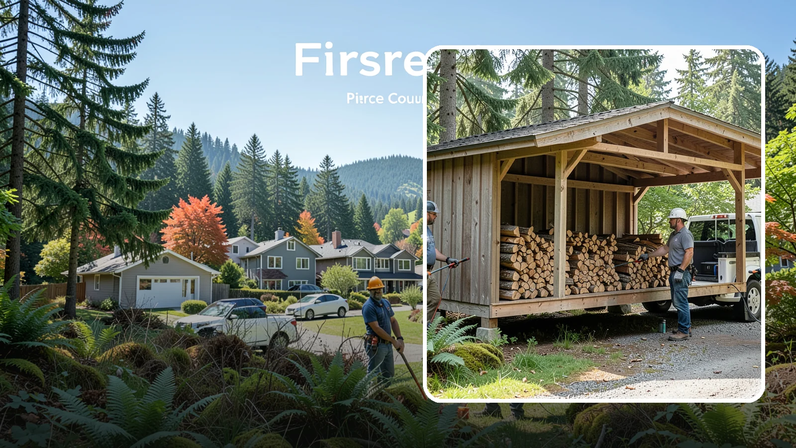 Woodshed Delivery in Fircrest, Pierce County, WA - Firewood delivered and loaded straight into your woodshed for organized, covered storage.