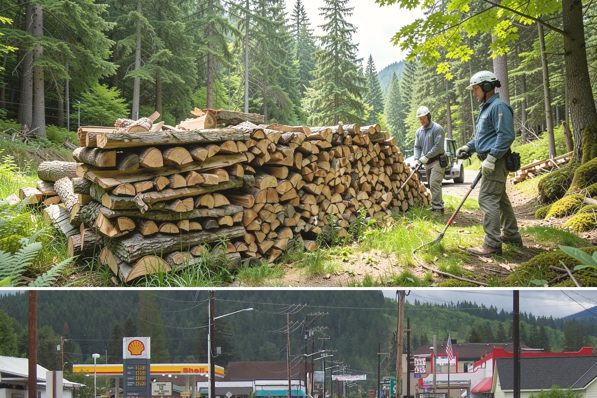 Woodshed Delivery in Granite Falls, Snohomish County, WA - Best scheduled in summer or early fall so your shed is full before the wet season.