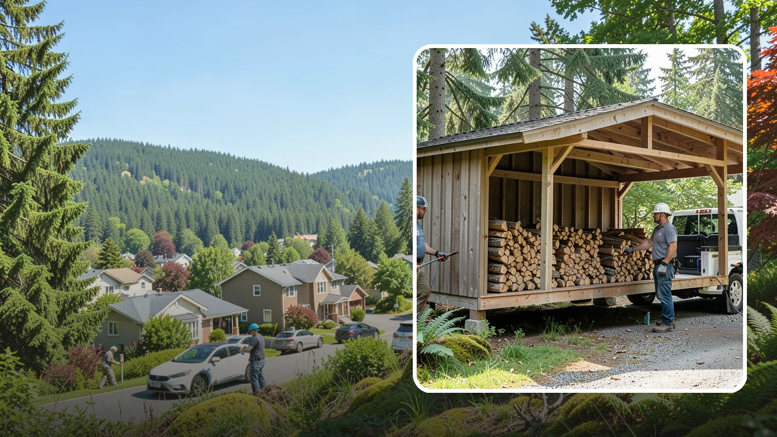 Woodshed Delivery in Index, Snohomish County, WA - Firewood delivered and loaded straight into your woodshed for organized, covered storage.