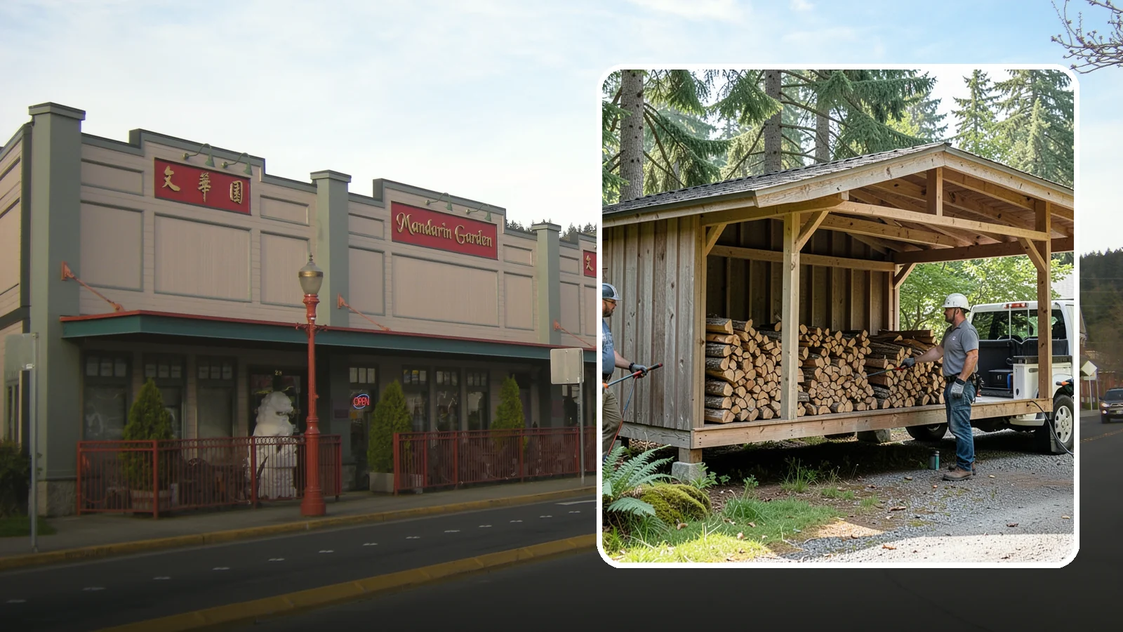 Woodshed Delivery in Issaquah, King County, WA - Firewood delivered and loaded straight into your woodshed for organized, covered storage.