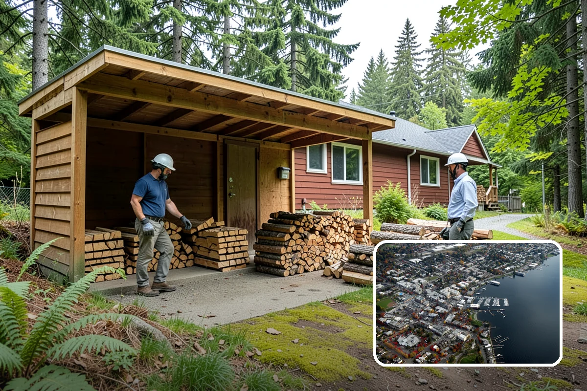 Woodshed Delivery in Kirkland, King County, WA - Wood stored under cover in one trip