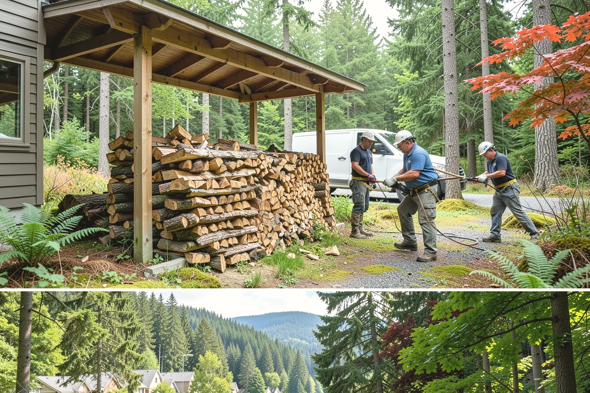 Woodshed Delivery in Lake Forest Park, King County, WA - Best scheduled in summer or early fall so your shed is full before the wet season.