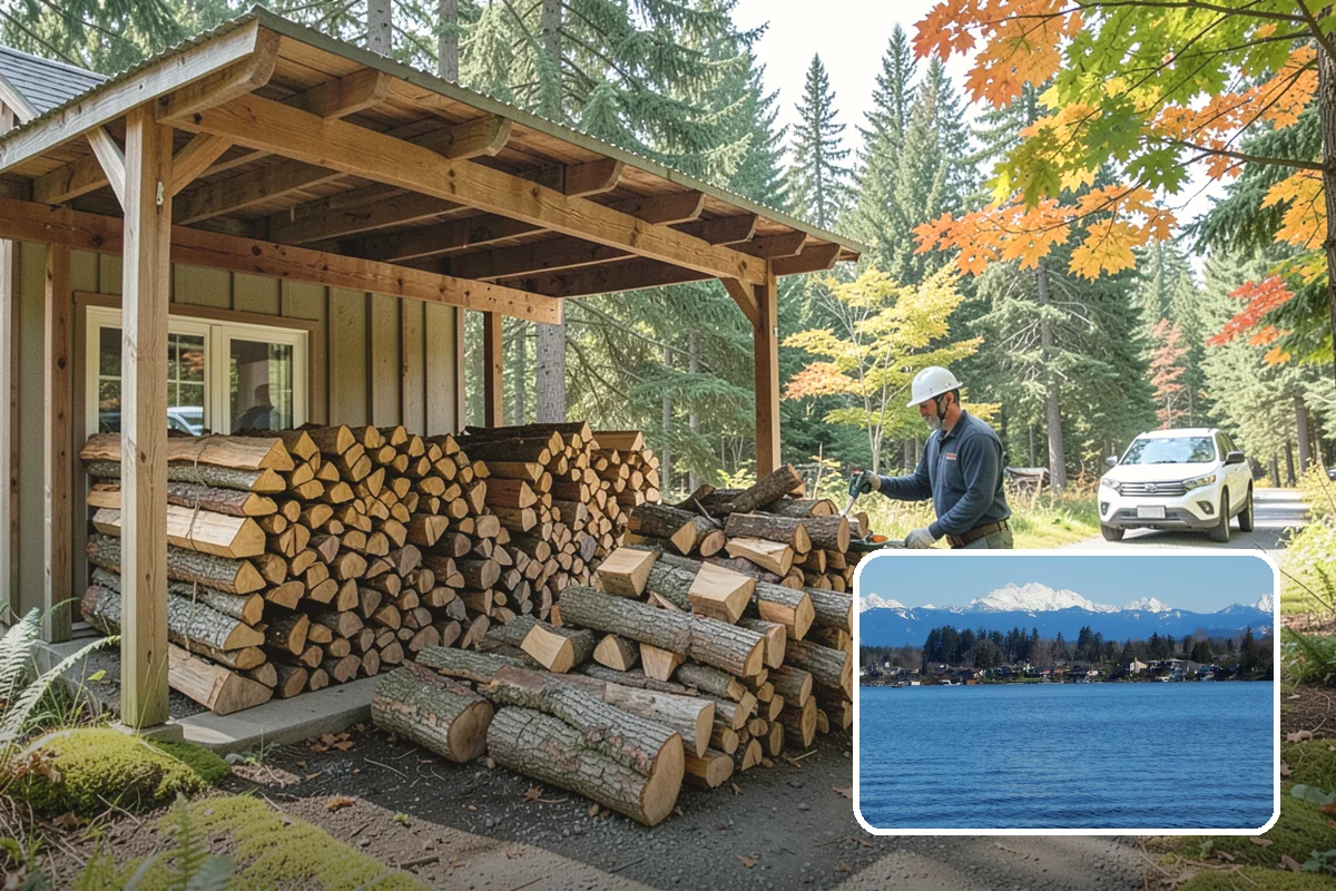 Woodshed Delivery in Lake Stevens, Snohomish County, WA - Wood stored under cover in one trip