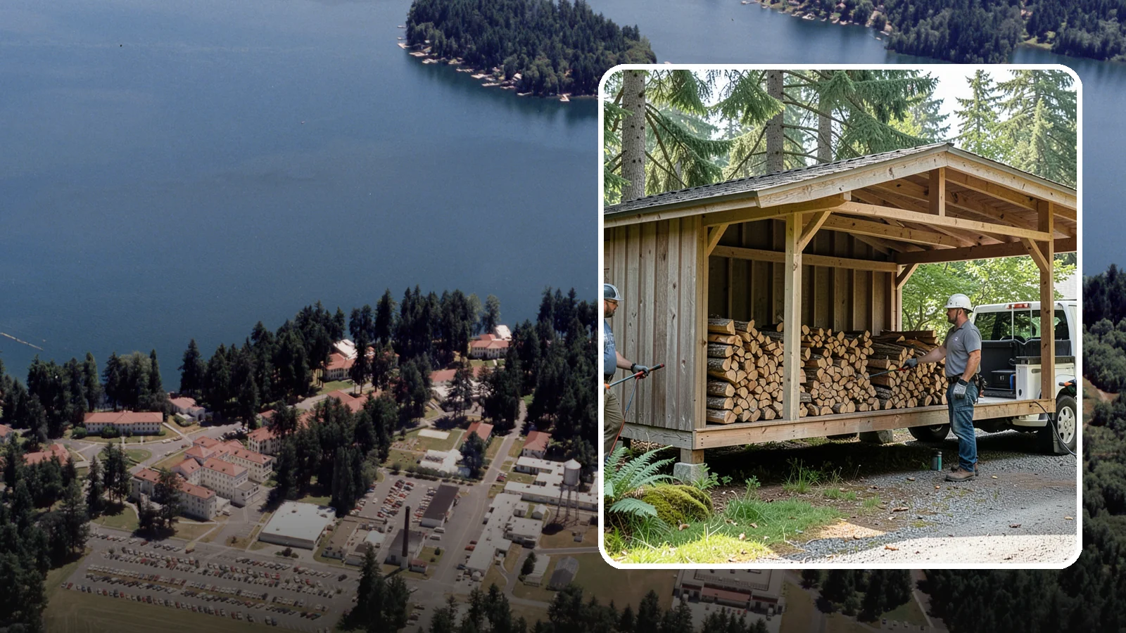 Woodshed Delivery in Lakewood, Pierce County, WA - Firewood delivered and loaded straight into your woodshed for organized, covered storage.