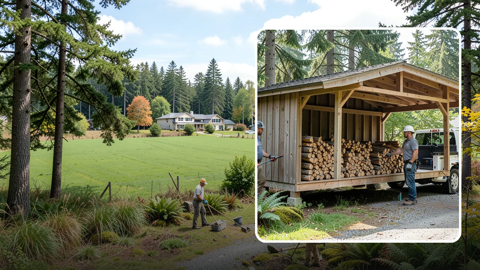 Woodshed Delivery in Lyman, Skagit County, WA - Firewood delivered and loaded straight into your woodshed for organized, covered storage.