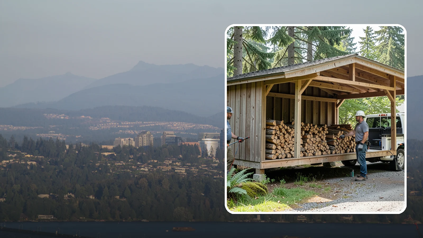 Woodshed Delivery in Medina, King County, WA - Firewood delivered and loaded straight into your woodshed for organized, covered storage.