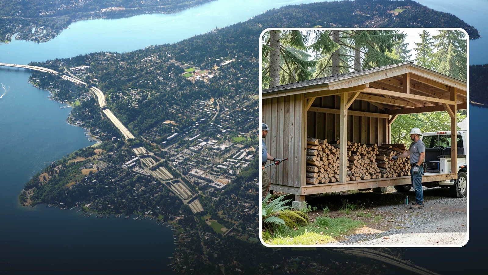 Woodshed Delivery in Mercer Island, King County, WA - Firewood delivered and loaded straight into your woodshed for organized, covered storage.
