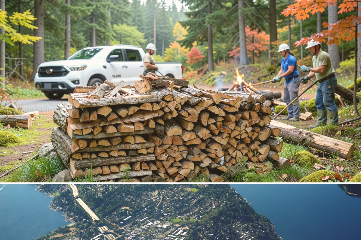 Woodshed Delivery in Mercer Island, King County, WA - Best scheduled in summer or early fall so your shed is full before the wet season.