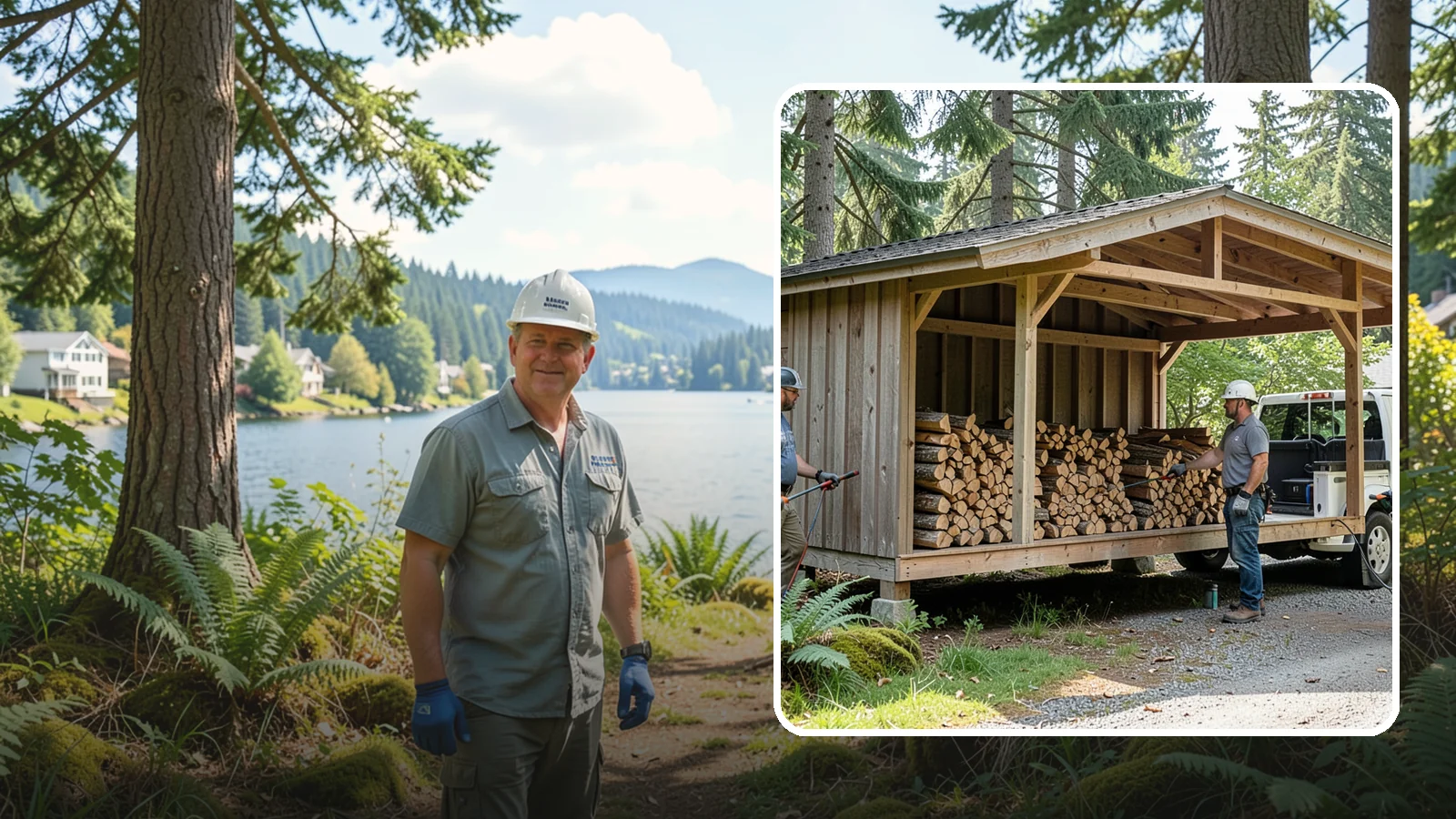 Woodshed Delivery in Milton, King County, WA - Firewood delivered and loaded straight into your woodshed for organized, covered storage.