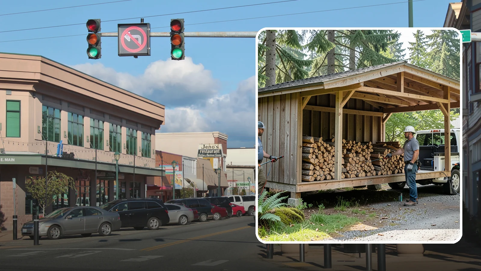 Woodshed Delivery in Monroe, Snohomish County, WA - Firewood delivered and loaded straight into your woodshed for organized, covered storage.