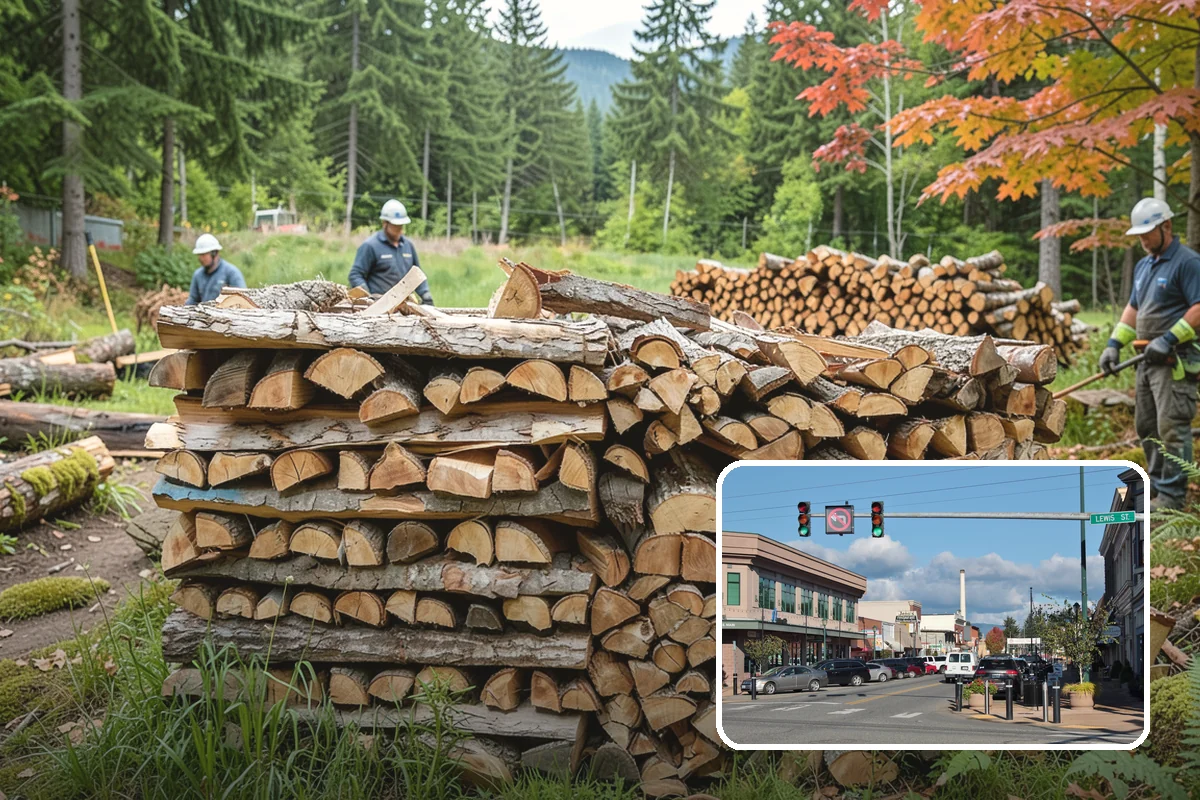 Woodshed Delivery in Monroe, Snohomish County, WA - Wood stored under cover in one trip