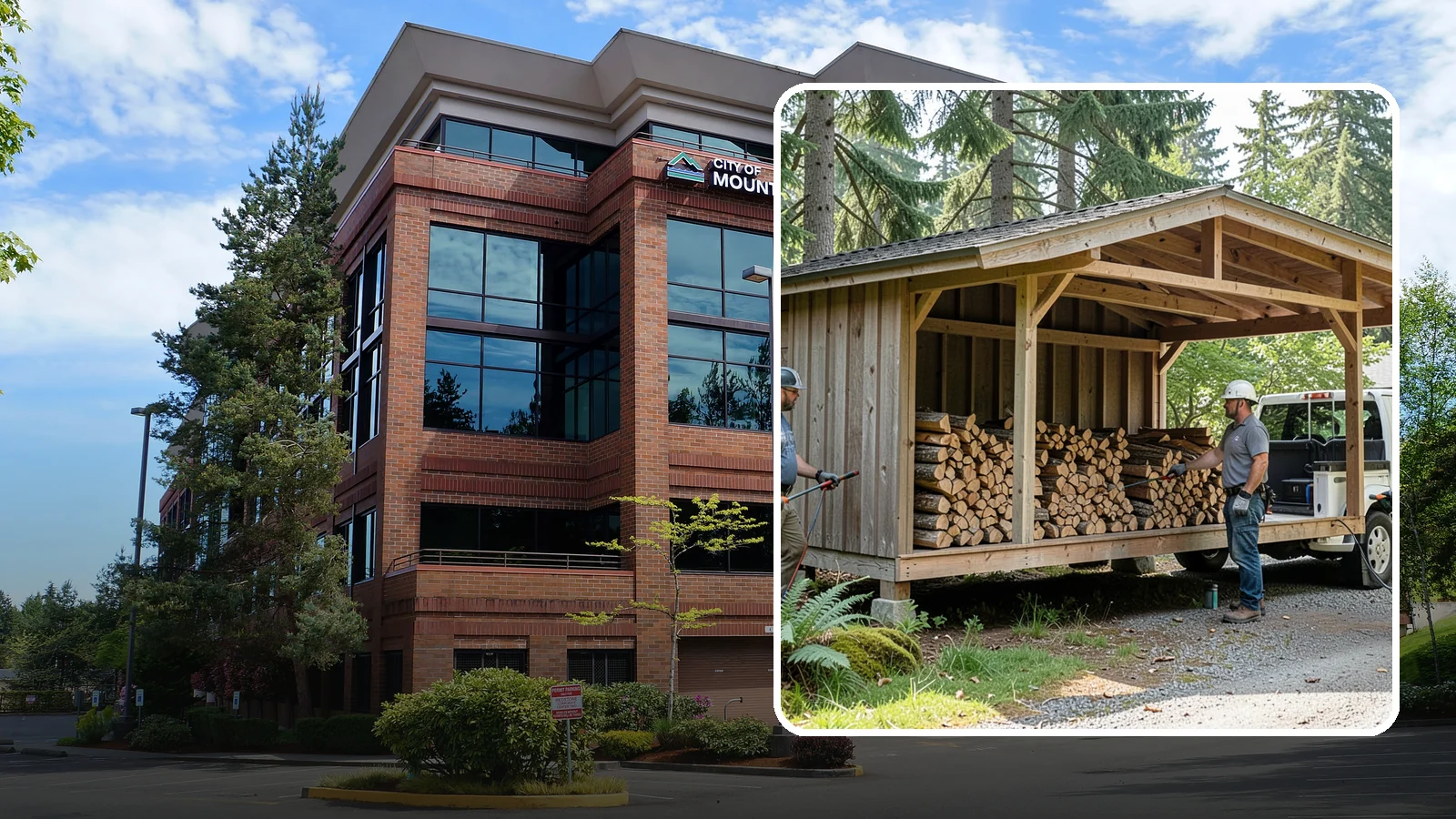 Woodshed Delivery in Mountlake Terrace, Snohomish County, WA - Firewood delivered and loaded straight into your woodshed for organized, covered storage.