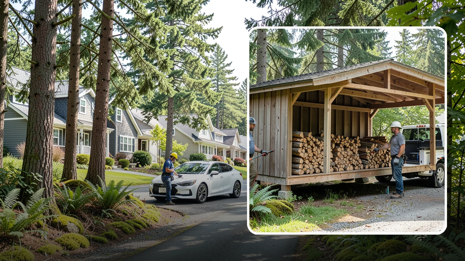 Woodshed Delivery in Normandy Park, King County, WA - Firewood delivered and loaded straight into your woodshed for organized, covered storage.