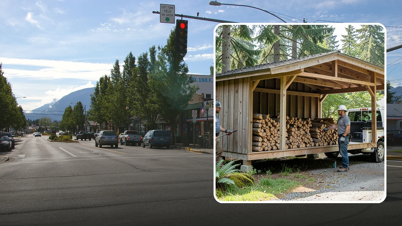 Woodshed Delivery in North Bend, King County, WA - Firewood delivered and loaded straight into your woodshed for organized, covered storage.