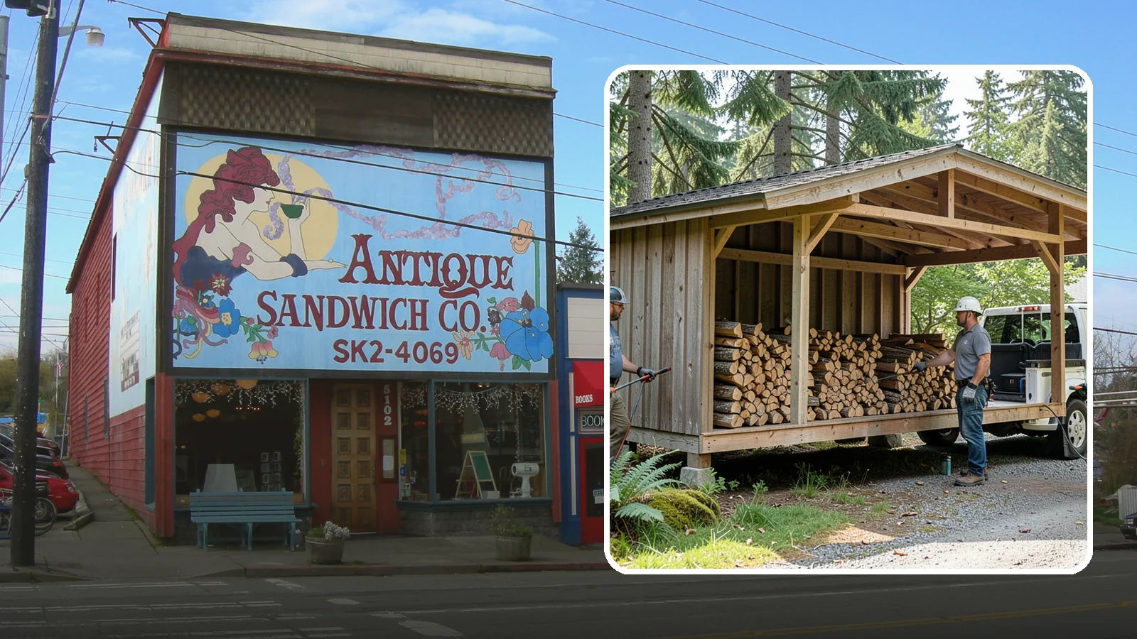 Woodshed Delivery in Ruston, Pierce County, WA - Firewood delivered and loaded straight into your woodshed for organized, covered storage.