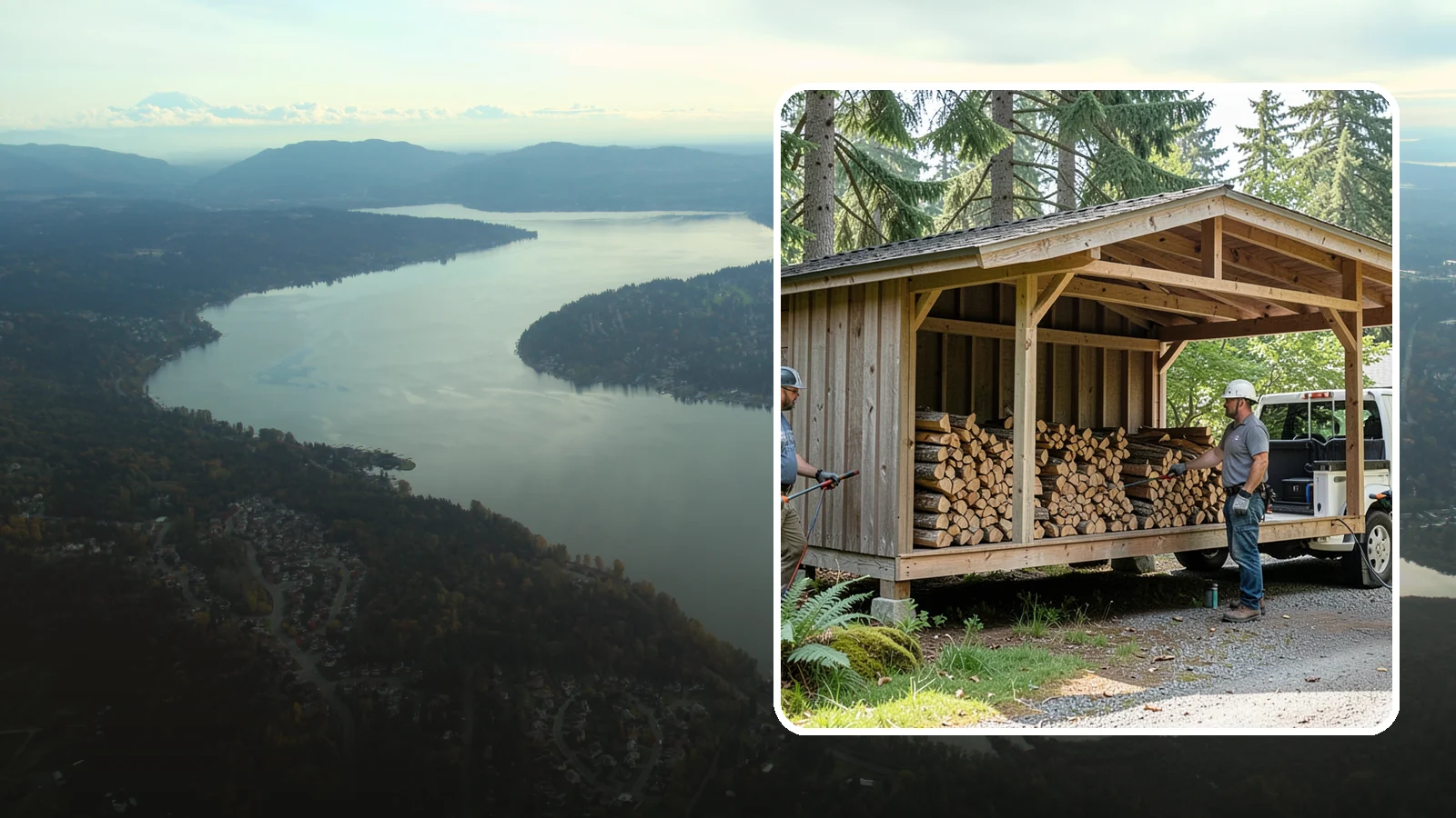 Woodshed Delivery in Sammamish, King County, WA - Firewood delivered and loaded straight into your woodshed for organized, covered storage.