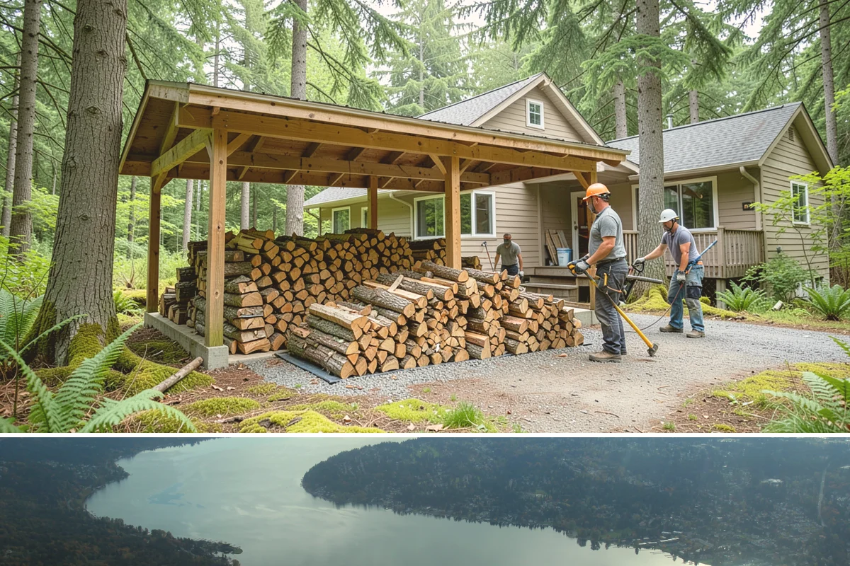 Woodshed Delivery in Sammamish, King County, WA - Best scheduled in summer or early fall so your shed is full before the wet season.
