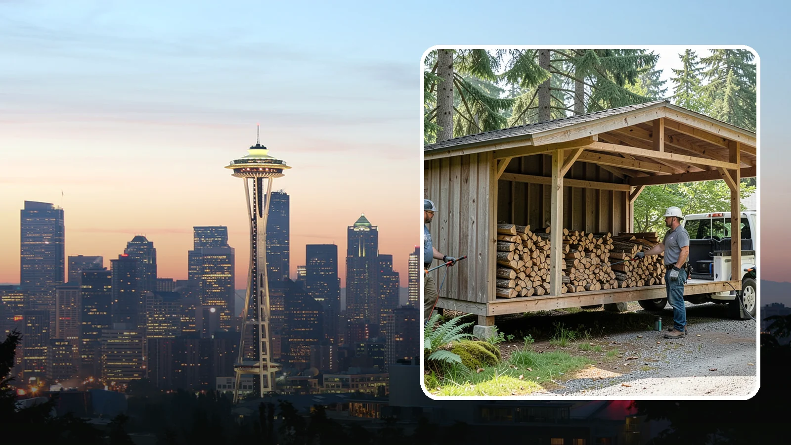 Woodshed Delivery in Seattle, King County, WA - Firewood delivered and loaded straight into your woodshed for organized, covered storage.