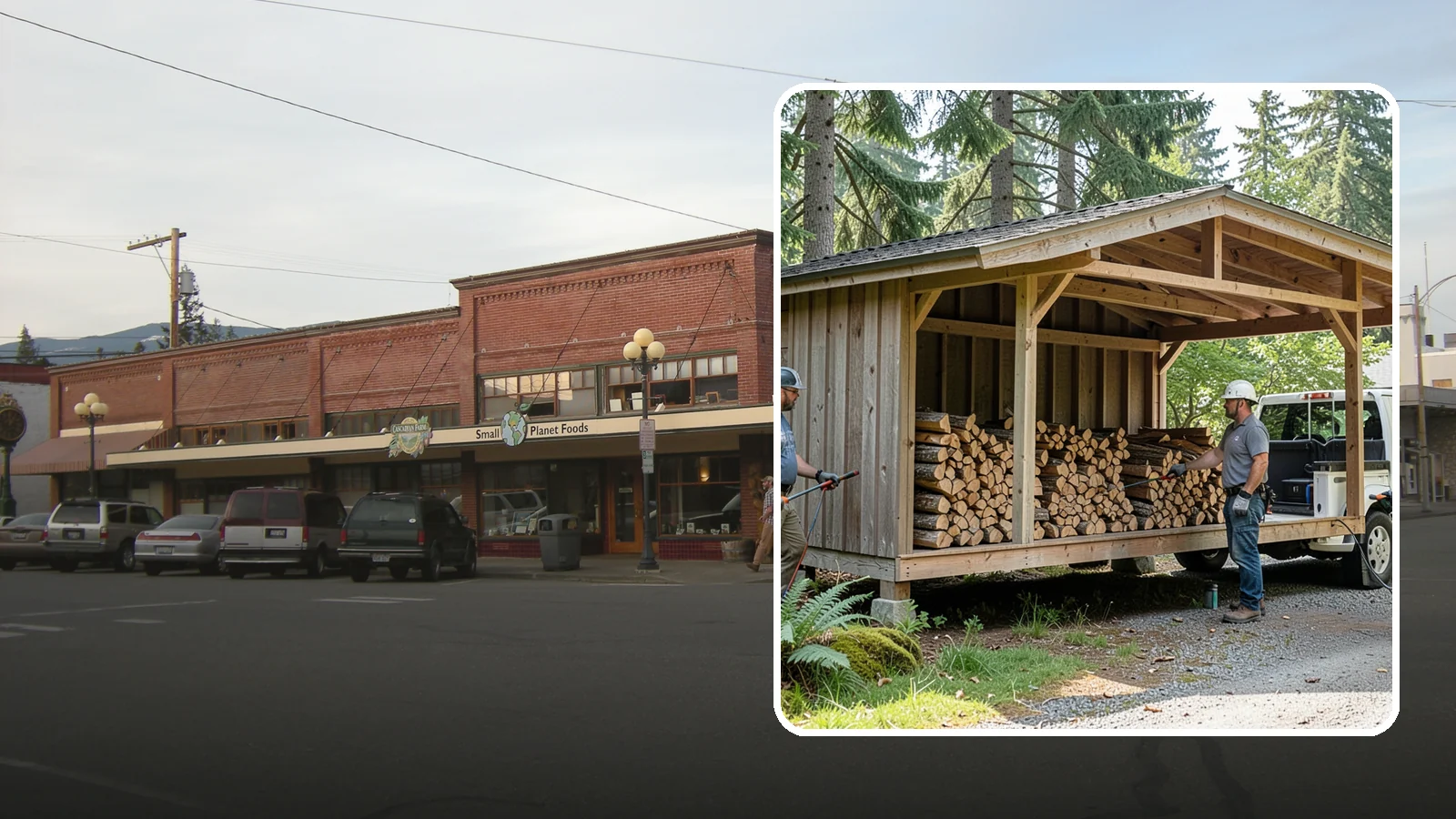 Woodshed Delivery in Sedro-Woolley, Skagit County, WA - Firewood delivered and loaded straight into your woodshed for organized, covered storage.